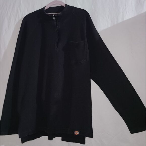 Dickies Black Work Quarter zip Long Sleeve Shirt Size Xl - Picture 4 of 9